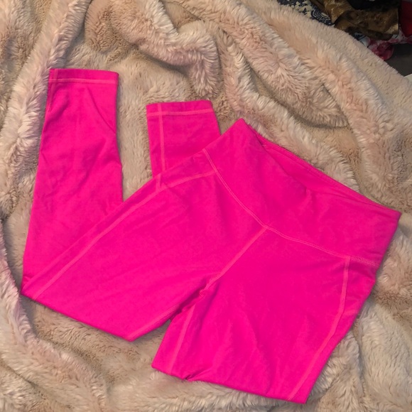 Pants - Hot pink yoga exercise pants crop neon Lululemon